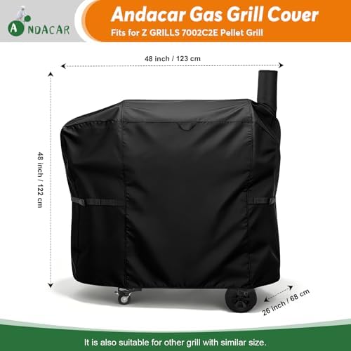 Charcoal Grills Cover for Z Grills 7002C2E Pellet Grill, Waterproof Outdoor Grill Cover BBQ Grill Cover Barbeque Grill Cover (Cover Only) - 48" L×26" W×48" H, Black - Image 3