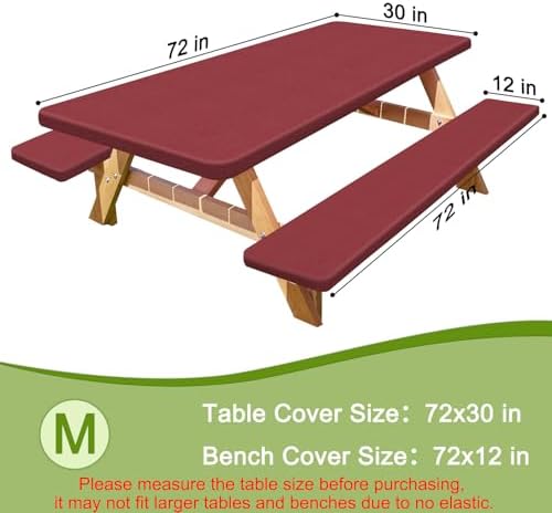 Picnic Table and Bench Cover Set, Waterproof Fitted Elastic Cloth - Image 2