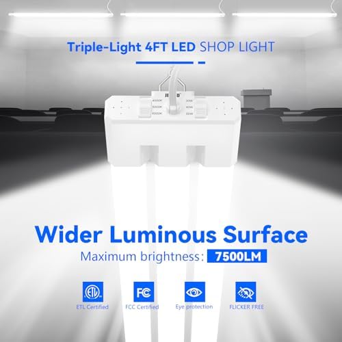 JESLED LED Shop Lights 4FT, 3CCT Selectable 50W 7500LM, Linkable, ETL - Image 2