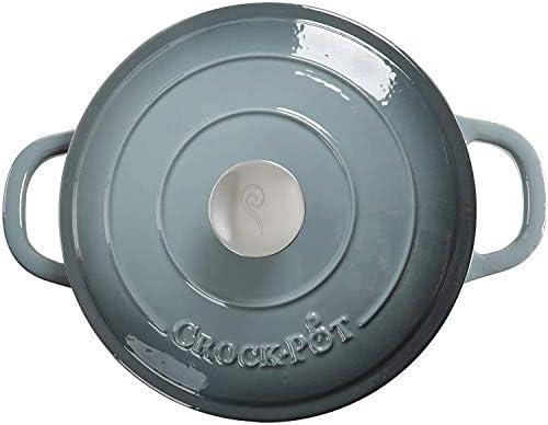Crock Pot Artisan 5-Quart Round Enameled Cast Iron Dutch Oven – Slate Gray, Heavy-Duty Cookware for Slow Cooking, Roasting, Baking with Lid - Image 3