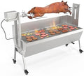 ROVSUN Rotisserie Grill Kit 46'' 176 Lbs Capacity, Electric Rotisserie Grill Pig Lamb Spit Roaster Stand w/Lockable Wheels Wind Baffle Adjustable Height, BBQ Spit Rod for Outdoor Party Camping by ROVSUN