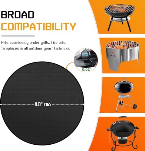 RICHIE 48" Round Fire Pit Mat, Double-Sided Fireproof Under Grill Mat, Large Deck Patio Protector Pad for Solo Stove Bonfire & Grills - Image 2