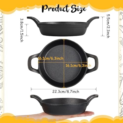 Ziliny 10 Pack Mini Cast Iron Skillets 6.3 x 6.3 x 1.5 Inch Pan Ramekin Set - Image 2