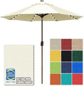 EliteShade USA 10-Year-Non-Fading 10ft Market Patio Umbrella, Commercial Grade Table Sun Umbrella with 80 Solar LED Lights, Crank Open, Windproof & UPF 50+ UV Protection for Garden, Deck, Pool, Backyard, Natural by EliteShade