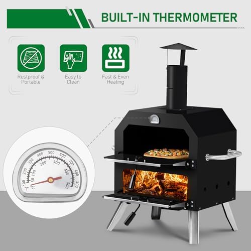 Outvita Outdoor Wood Fired Pizza Oven, 12'' Pizza Stone - Image 5