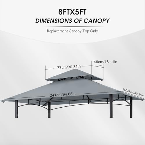 MASTERCANOPY Replacement Canopy top for Grill Gazebo L-GG001PST-F, Gray - Image 2
