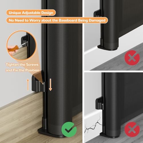 Retractable Baby Gate for Stairs 34" Tall Fits Up to 55" Wide Black - Image 6