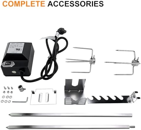 Universal BBQ Rotisserie Grill Kit, Automatic Rotating BBQ, UL Certificated Grill Rotisseries with 120V 4W Motor, 28” Spit Rod, 2 x 4 Forks, Complete Holders and Fixing Screw for Most Gas Grills - Image 3