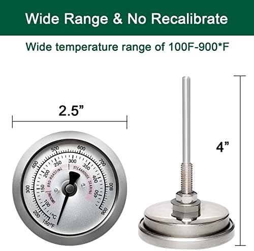 Upgrade Replacement Thermometer for Kamado Joe JR,2.5" Grill Temperature Gauge Replacement for Kamado Joe Accessories 150-900°F with Waterproof and No-Fog Glass Lens - Image 2