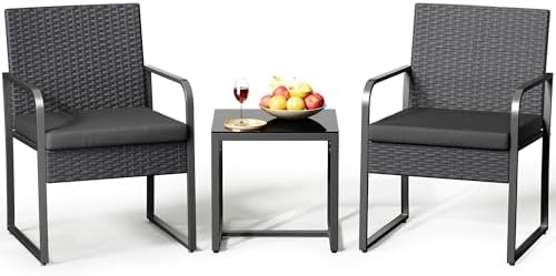 Gizoon 3 Pieces Patio Furniture Sets, Outdoor Rattan Conversation by Gizoon