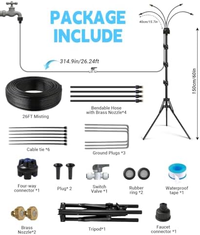 Patio Misters for Cooling Outdoor- Portable Adjustable 5.3FT Standing Mister for Outside Patio Cooling, Leak-Proof Adjustable Mist for Backyard, Deck, Garden & Sunbathing - Image 4