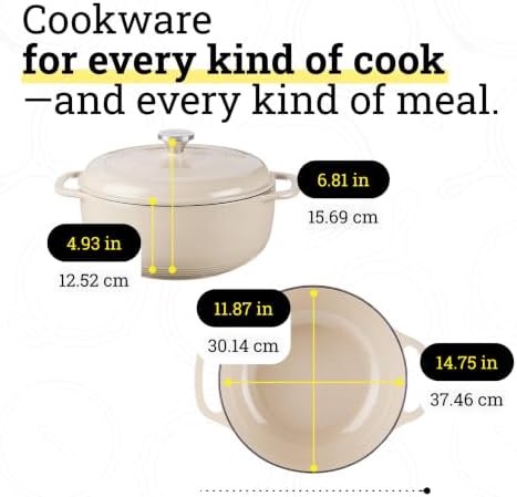 Lodge Essential Enamel Cast Iron Dutch Oven, 7.5 Quart, Sandalwood - Image 5