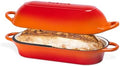 Enamelled Cast Iron Bread Loaf Pot – Dutch Oven For Sourdough Bread Baking – Oven Safe Non Stick Bread Pot – Rectangular, Orange, 34cm x 16cm – by Nuovva by Nuovva