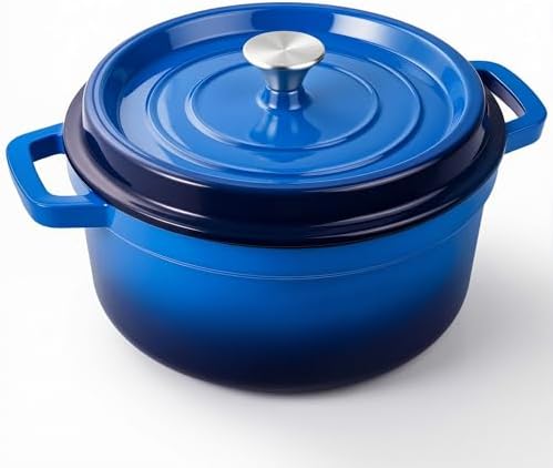 Miereirl 6.5 Quart Enameled Dutch Oven Pot with Lid, Cast Iron Dutch Oven with Dual Handles for Bread Baking, Cooking, Non-stick Enamel Coated Cookware (Dark Blue) by Miereirl