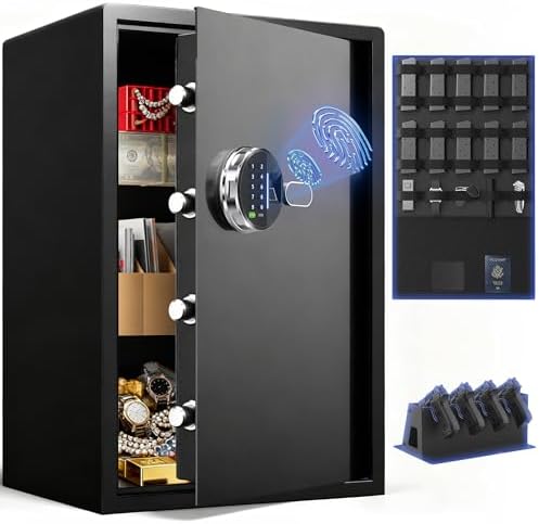 Grimtron 48LB Biometric 4 Pistols Safe with Fingerprint Lock, 3-8 Digit PIN by Grimtron