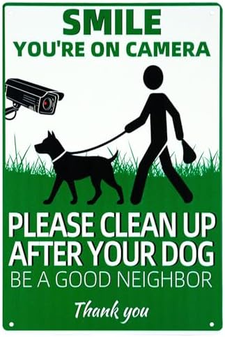 Please Clean Up After Your Dog Metal Yard Sign, No Pooping by WelcometoLUCDNC