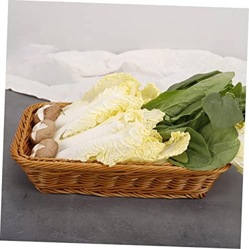 MAGICLULU 2pcs Multipurpose Picnic Basket Light Brown Rattan Storage Tray for Fruits Vegetables and Bread for Home and Outdoor Gatherings - Image 2