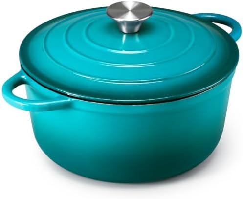 Leonyo 4-Quart Enameled Cast Iron Dutch Oven Pot with Lid, Lake Green by Leonyo