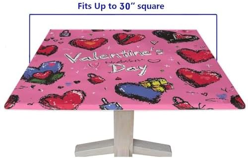 Fitted Outdoor Table Cloth, Love is in The Air Pattern Printed on Fade Resistant Elastic Table Cover, Perfect for Breakfasts Tea Gatherings, Fit for 30" x 30" Square Tables - Image 5