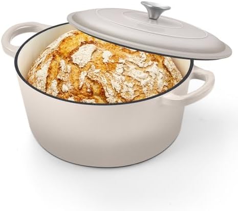 TeamFar 5Qt Dutch Oven, Enameled Cast Iron Dutch Oven with Lid&Dual Handles by TeamFar