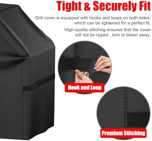 Grill Cover, 44 inch Heavy Duty BBQ Gas Grill Cover for Outdoor Grill, Waterproof, Weather Resistant, Anti-UV, Rip-Proof, Fade Resistant Barbecue Cover with Hook-and-Loop Straps for Most Grills - Image 4
