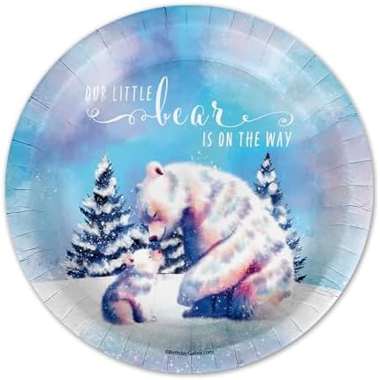 Birthday Galore Our Little Polar Bear is On The Way Baby Shower - 32 Piece Disposable Party Supplies - Winter Baby Shower Decorations - Round Party Plates - Large 9" Paper Plates In Bulk - Image 6