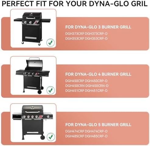 Grill Parts for Dyna-Glo 5 Burner DGH474CRP DGH483CRP DGH485CRP, DGH474CRN-D, DGH474CRN,4 Burner DGH450CRP,3 Burner DGH373CRP, Porcelain Heat Plate Stainless Steel Burner for Revoace GBC1793W - Image 2