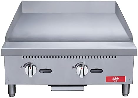 Commercial Countertop Griddle, ETL 24" Flat Top Grill Natural Gas (NG) / Propane, 2 Burners - 60000BTU by EliteKitchenSupply