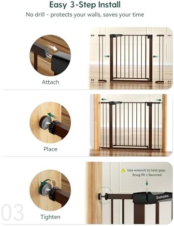 Babelio 29-48 in Baby Gate for Stairs No Drilling, PressGuard Dog Gate - Image 4