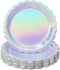 NatNarr 30 Pack Iridescent Plates, 9" Holographic Dessert Cake Plates by NatNarr