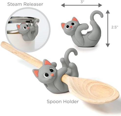 Itera Gray Silicone Cat Spoon Rest Kitchen Gadget - Image 3