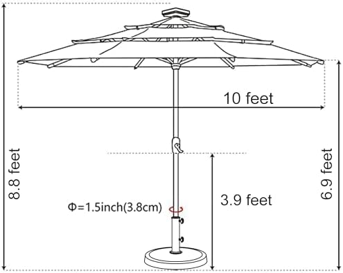 EliteShade USA 10-Year-Non-Fading 10ft 3-Tier Market Patio Umbrella, Commercial Table Umbrella with 80 Solar LED Lights, Crank Open, Windproof & UPF 50+ UV Protection for Garden, Deck, Pool, Backyard, No Tilt, Sunflower Yellow - Image 4