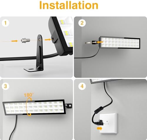 Onforu LED Shop Lights,100W 14000lm Ultra Bright LED Work Lights with Plug,6500K Daylight White Garage Light,IP66 Waterproof Lighting for Garage Warehouses Workshop(2 Pack) - Image 5