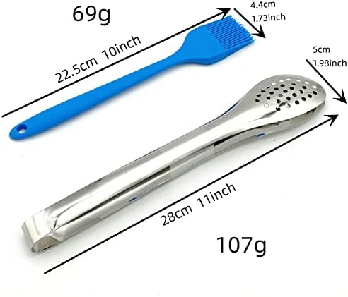 Stainless Steel BBQ Grill Basket With Silicone Brush And Stainless Steel Tong Barbecue Fish Grill Basket for Outdoor Grill Foldable Vegetable Grilling Rack - Image 3