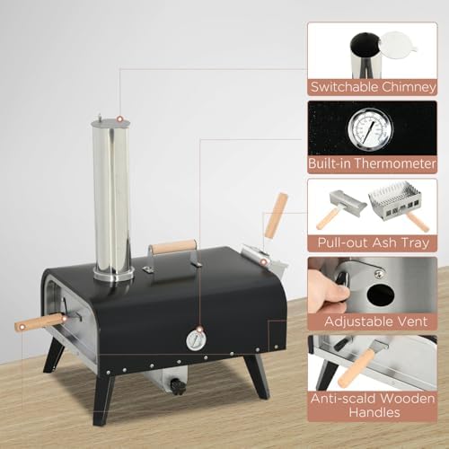 Geelife Outdoor Pizza Oven with 12" Rotating Stone - Steel Black - Better Pizza - Outdoor Kitchen, Backyard - Portable Weather-Resistant - Image 6