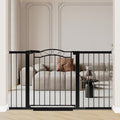 Fairy Baby 54.4"-57.0" Extra Wide Baby Gate with Door, 55 56 57 Inches Walk THR Baby Gates for Stairs Pressure Mounted no Drill, Indoor Tension Metal Child Pet Dog Safety Gate for Kids, Black by FairyBaby