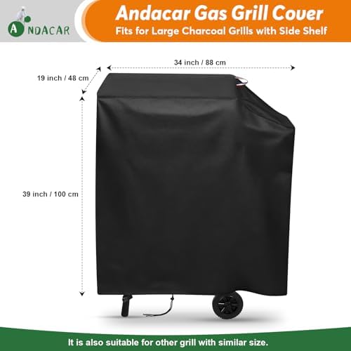 Charcoal Grills Cover 34" for Large Charcoal Grills with Side Shelf - Image 3