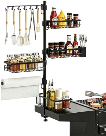 Deloban Griddle Caddy for Blackstone,4 Baskets,10 Hooks & Towel Holder by DELOBAN