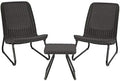 Keter Rio 3 Piece Resin Wicker Patio Furniture Set with Side Table and Outdoor Chairs for Front Porch and Backyard Decor, Dark Grey by Unknown
