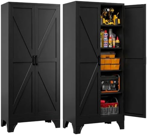 Letaya Metal Garage Storage Cabinets,76"Tall Large Tool Steel Lockers,Black by LetayaMetalCabinets