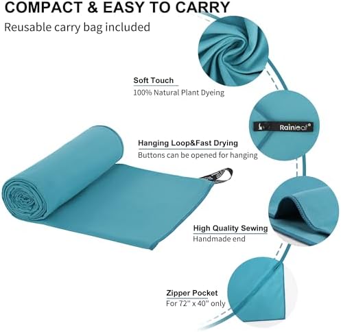 Rainleaf Microfiber Towel Quick Dry Camping & Travel & Gym Towel. Compact - Image 3