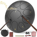 Rain Drum for Outside Garden, 8 Inches 11 Notes Steel Tongue Chakra Drum, Waterproof Meditation Rain Chime, Musical Instruments for Adult Gift with Bag, Music Book, Mallets (Black) by INNOWARMER