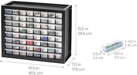 IRIS USA 64-Drawer Screw Organizer, Hardware Storage, Made in USA, Black - Image 3