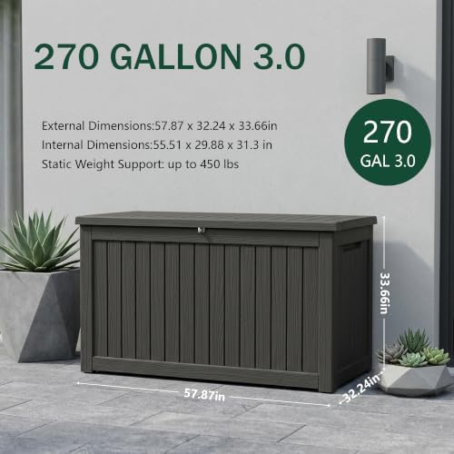 Outdoor Storage Box,270 Gallon Waterproof Deck Box [Upgraded 3.0] - Image 2