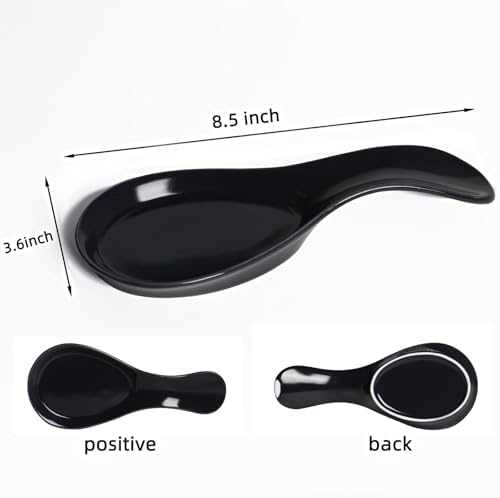 GDCZ Large Porcelain Spoon Rest for Kitchen Stove Top, Black - Image 2