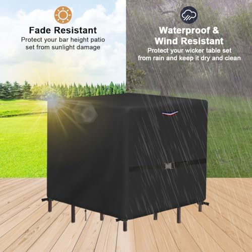 Outdoor Waterproof Furniture Set Bar Table Cover, 54"L x 54"W x 28"H - Image 4