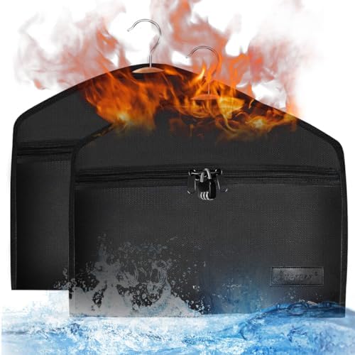 JUGREAT Fireproof Hanger Diversion Safe Bag with Lock, Hanger Safe for Valuables, Secret Safe Under Clothes with Compartment to Hide Items for Home or Travel Safe-2 Pack by JUGREAT