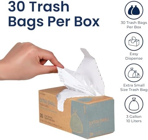 Ninestars Strong White Trash Bags with Drawstring, 3 Gallon 180 Count, Kitchen Drawstring trash bags 180 Trash Bags (3 Gallon 180 ct) - Image 2