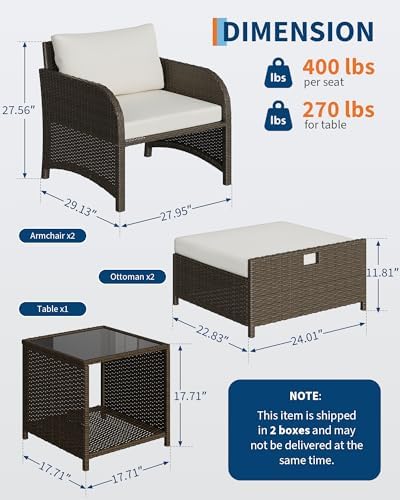 Garvee 5-Piece Outdoor Patio Conversation Set with Hidden Ottomans - Image 6