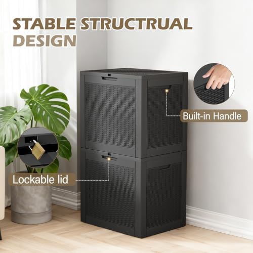 Outdoor Storage Waterproof Deck Box for Patio (32 Gallon, Black) - Image 5